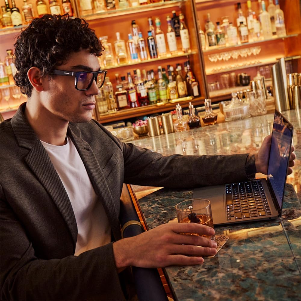 Smart Glasses with Alexa, Smart audio glasses, Sprinter black frames with blue light filtering lenses, Square