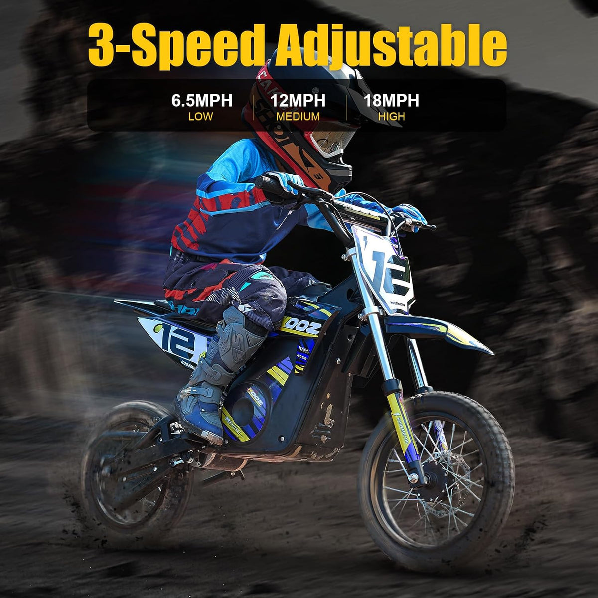HP112E 36V 1000W Electric Dirt Bike Electric Motorcycle for Kids,Blue