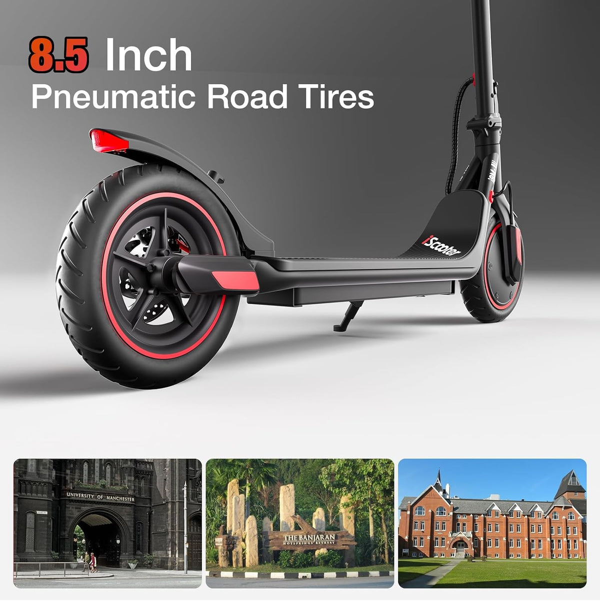 iScooter Electric Scooter for Adults, Foldable E-Scooter for Commuting Cruise control, Smart App, dual braking, LED lights, and easy folding for daily commuting, campus travel and city rides