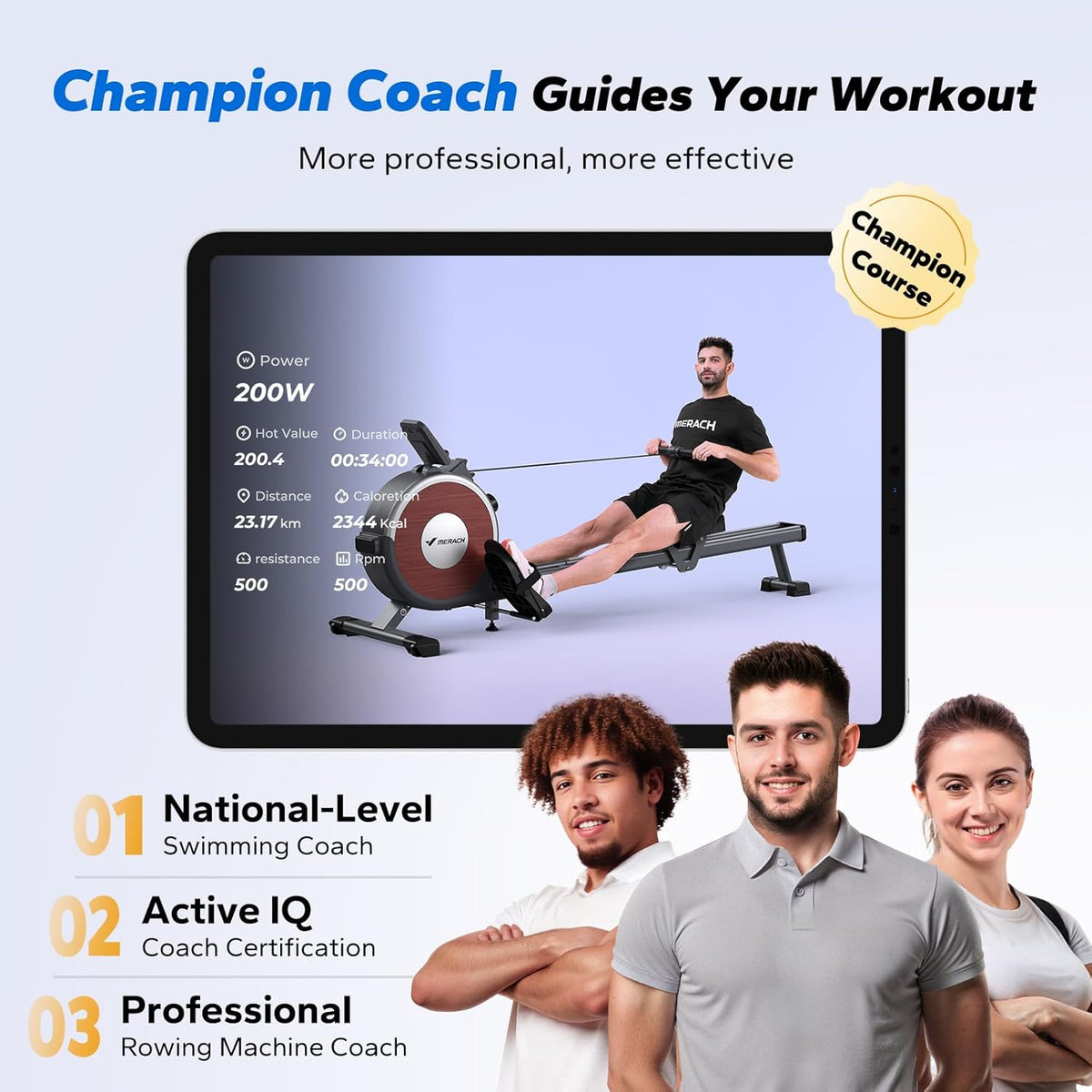 Merach Q1S Magnetic Rowing Machine Indoor, Dual Slide Rail, Quiet & Smooth 16 Levels Auto Electromagnetic Resistance, Max 350 lbs Capacity, 30-Min Assembly, Ergonomic Seat, Multi-App Support