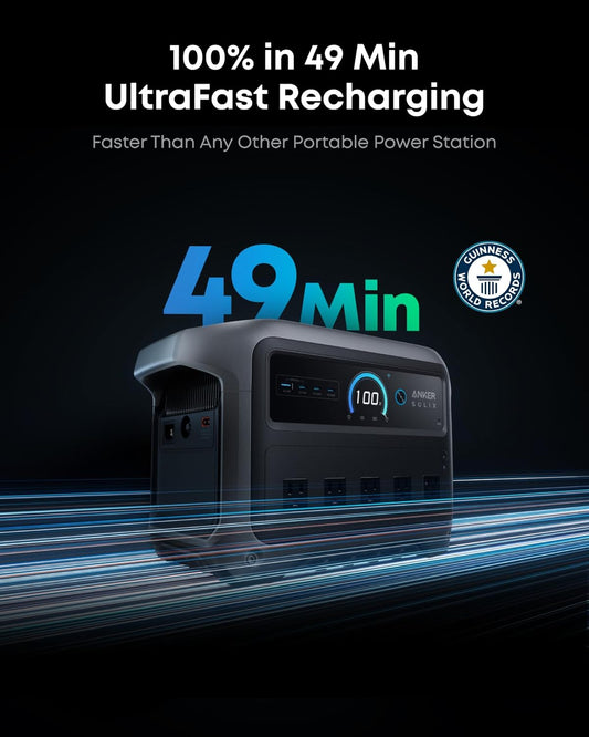 Anker SOLIX C1000 Gen 2 Portable Power Station, 2,000W (Peak 3,000W) Solar Generator, Full Charge in 49 Min, 1,024Wh LiFePO4 Battery for Home Backup, Power Outages, and Camping (Optional Solar Panel)