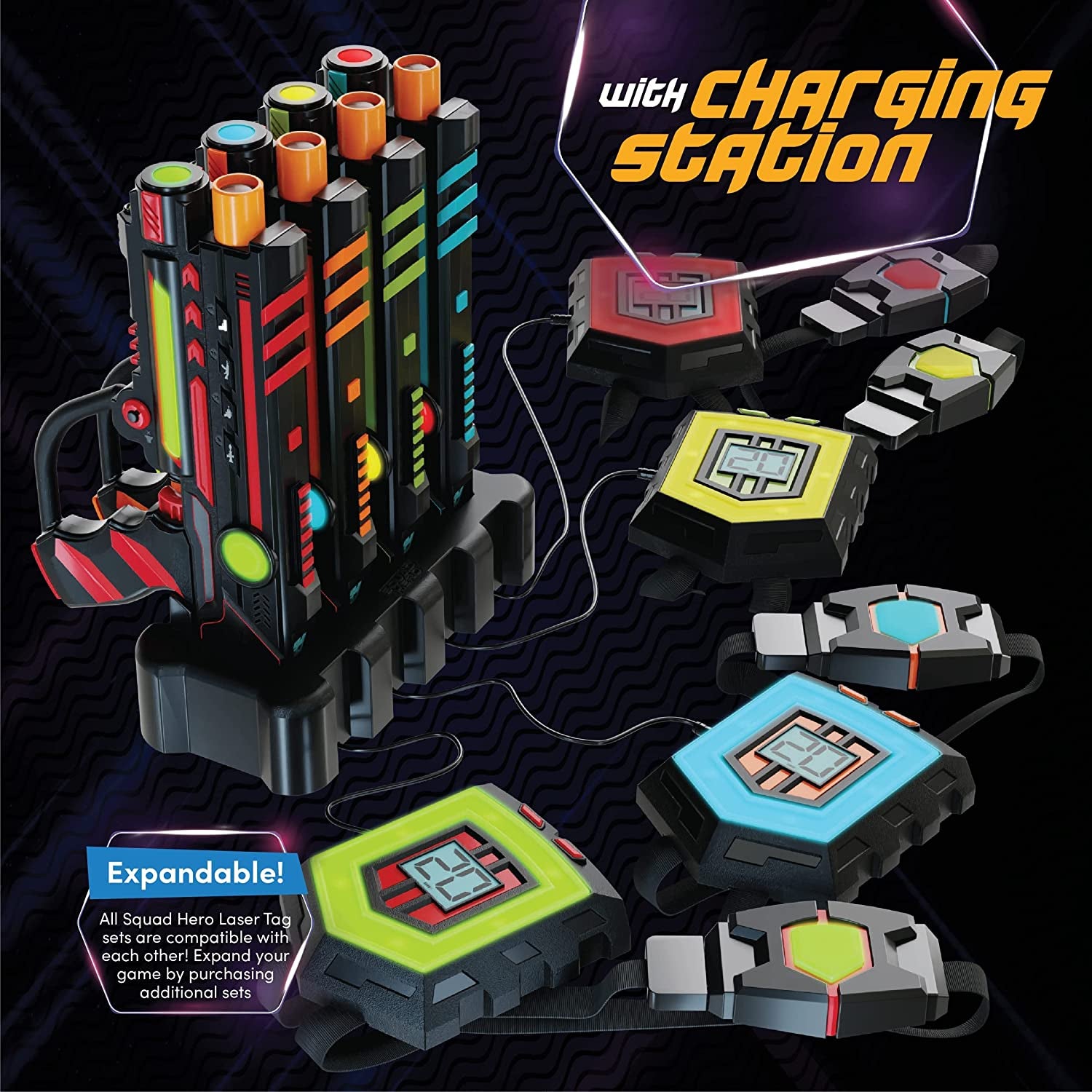 Rechargeable Laser Tag 360° Sensors + Lcds - Set of 4 - Easter Gift Ideas for Kids Teens and Adults Boys & Girls Family Fun - Cool Teenage Lazer Group Activity, Teen Gifts Ages 8+ Year Old