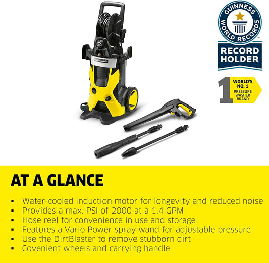 K5 Premium, 1.4 GPM Pressure Washer with Hose Reel, Vario Power & Dirtblaster Wands - 2000 PSI