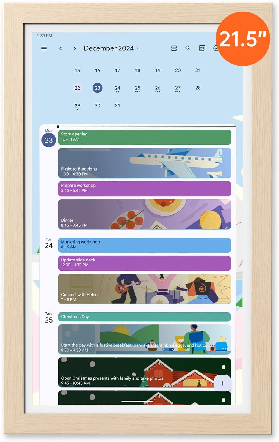 Digital Calendar: Electronic Calendar, Smart Touchscreen Interactive Display for Chore Chart, Family Schedules Planner, Supports All Apps via Google Play (Yellow, 21.5-Inch)