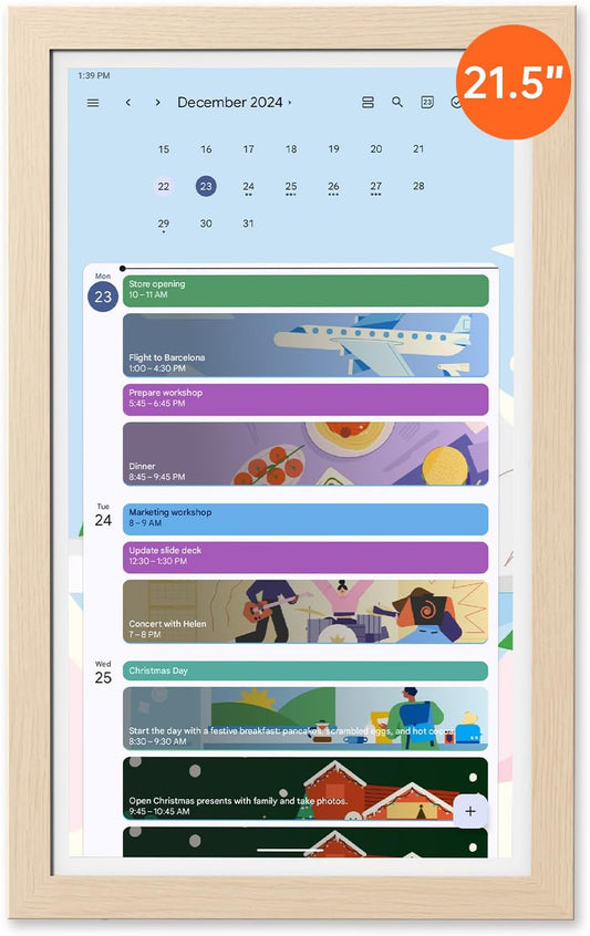 Digital Calendar: Electronic Calendar, Smart Touchscreen Interactive Display for Chore Chart, Family Schedules Planner, Supports All Apps via Google Play (Yellow, 21.5-Inch)