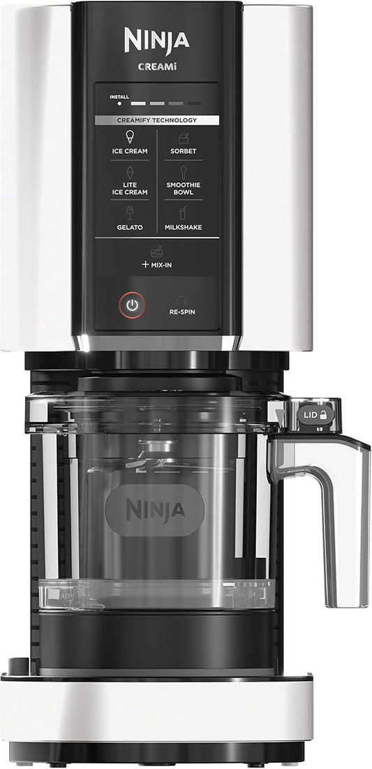 Creami Ice Cream Maker, 7 One-Touch Programs, with (2) Pint Containers & Lids, Compact Size, White (NC301WHBBB)