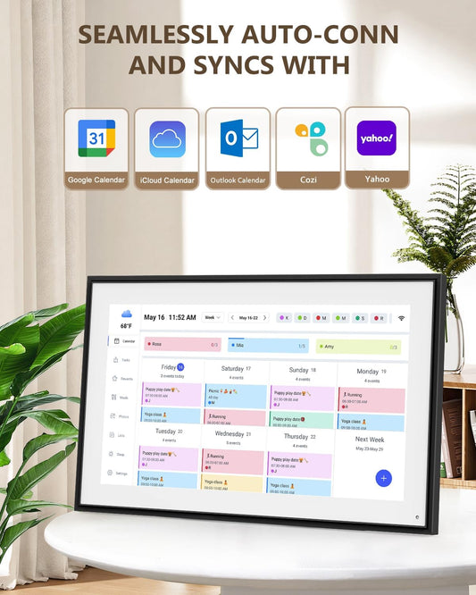 Digital Calendar, 15.6Inch Smart Wifi Digital Calendar&Chore Chart, 1920 * 1080 IPS Touch Screen HD Display for Family Schedules, Wall-Mounted, Share Moments Instantly from Anywhere