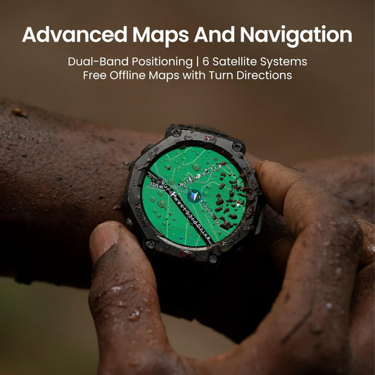 T-Rex 3 Outdoor Smart Watch 48Mm AMOLED Display, Offline Maps & Navigation, 6 Satellite Systems Dual Band GPS, 27 Days Battery Life, 170+ Sports Mode, 45M Freediving for Android, Iphone