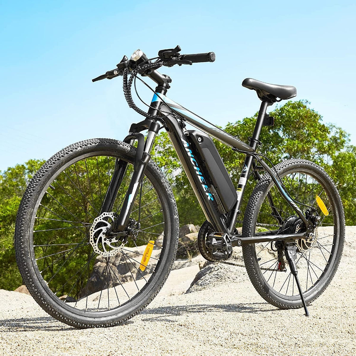 ANCHEER Electric Bike for Adults, Electric Mountain Bike, 26" Sunshine Ebike, 19.8MPH Electric Bicycle with 48V/374Wh Battery, 7/21Speed, UL2849 Compliant