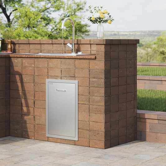 VEVOR Outdoor Kitchen Trash Drawer 16Wx22Hx16 D, Propane Tank Drawer, Stainless Steel Pull Out Trash with Handle, Outdoor Kitchen Cabinets Can Pull Out, BBQ Island Bin