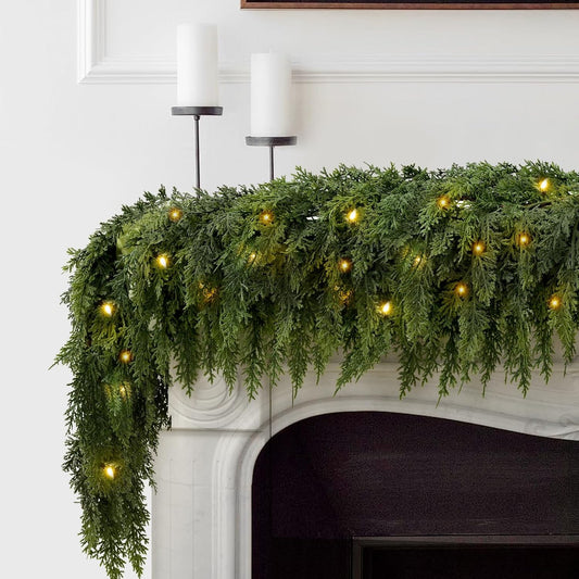 2 PC 9 FT Pre-Lit Christmas Cedar Garland