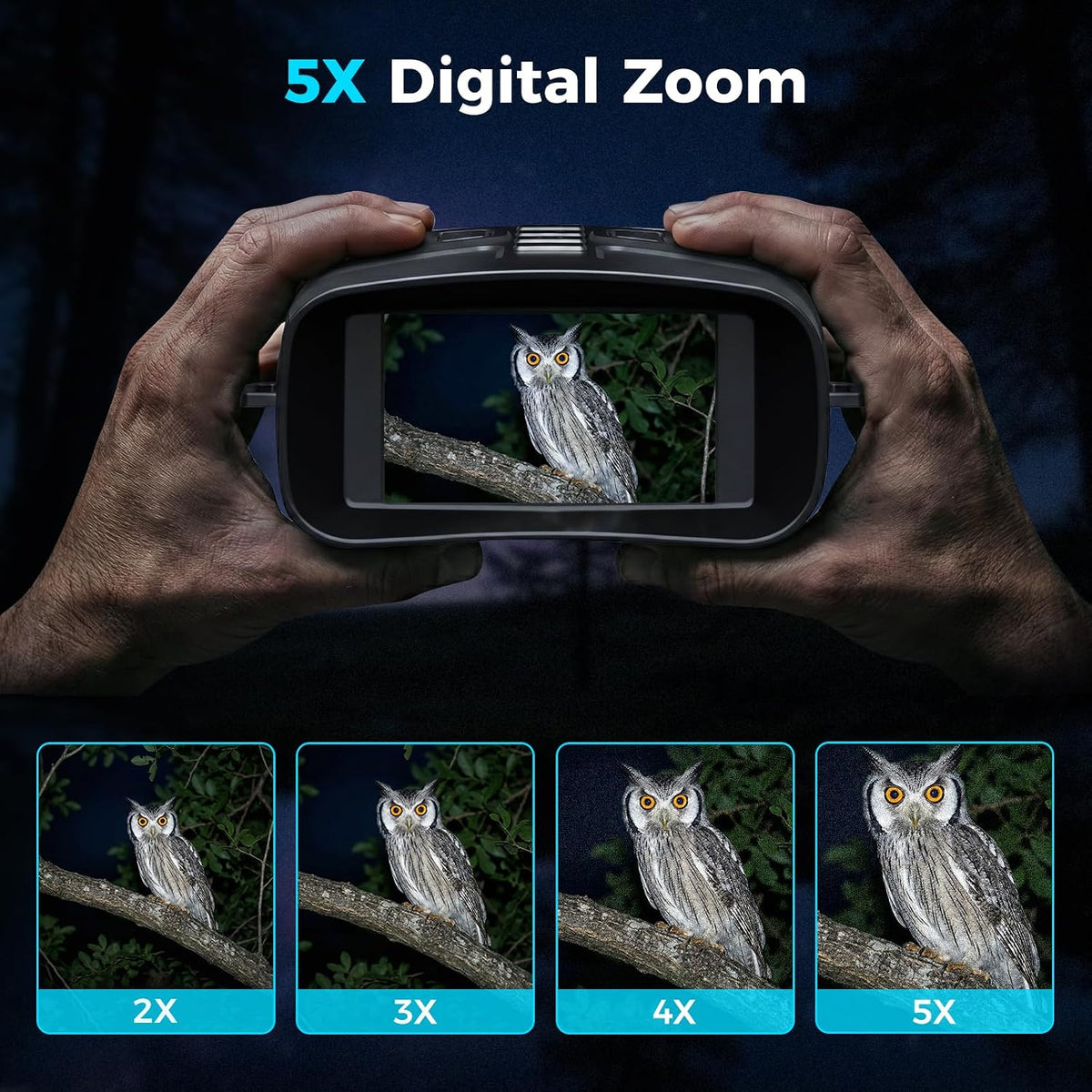 Night Vision Goggles, 4K Night Vision Binoculars for Adults 3" HD Display, 5000mAh Rechargeable Battery, 32GB TF Card Included for Wildlife, Camping & Security