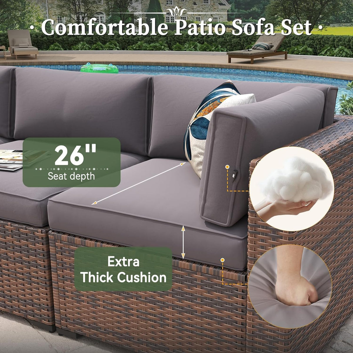 Aoxun 7 Piece Patio Furniture Set Wicker Rattan Patio Conversation Set