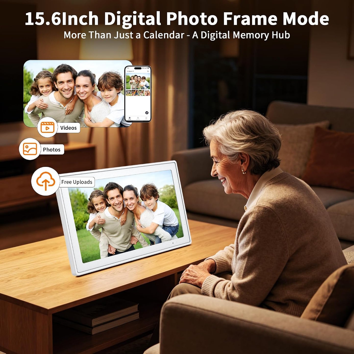15.6 Inch Digital Calendar, Smart Touchscreen Wall Calendar Planner with Chore Chart, Electronic To-Do List, 32GB Meal Planner & Family Organizer Schedule Board, Photo Frame
