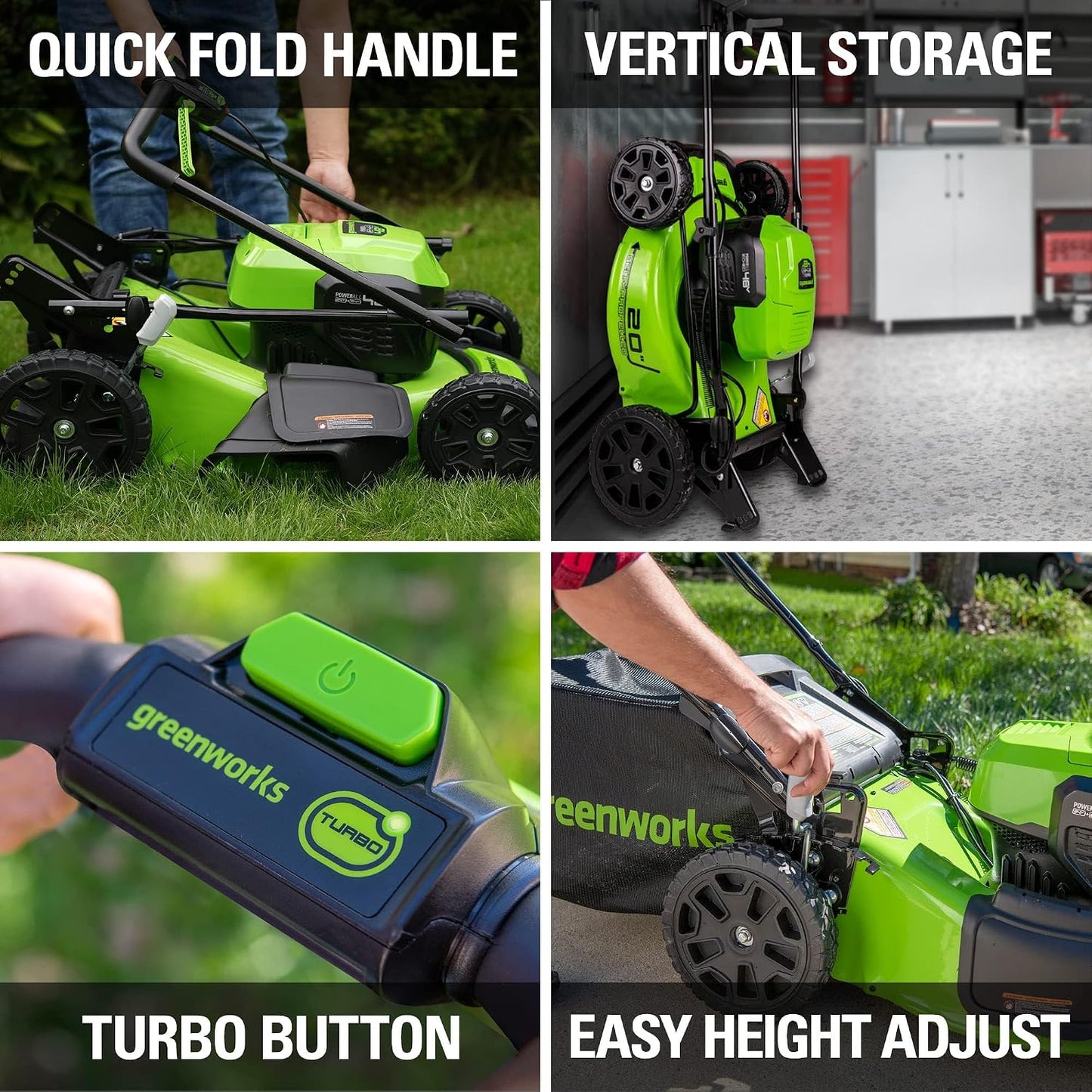 Greenworks 48V (2x24V) Electric Lawn Mower Combo Kit: 20"Steel Deck Push Mower, 12" String Trimmer, 320 CFM Blower, 3 Batteries & 2 Chargers, 3-Year Warranty.