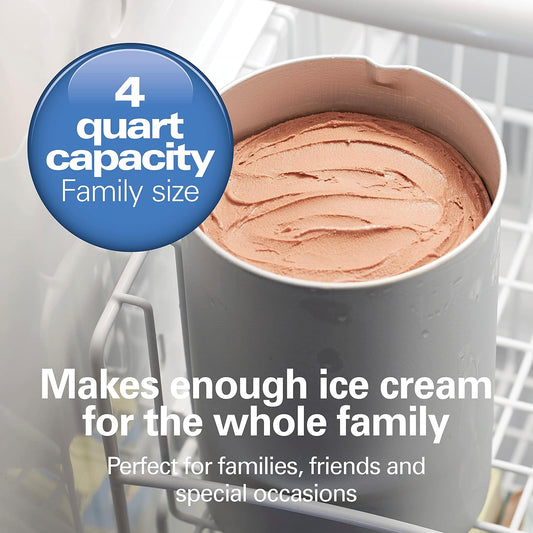 Electric Automatic Ice Cream Maker & Frozen Yogurt Machine, Makes Custard, Sorbet, Gelato and Sherbet, 4 Quart, White (68330N)