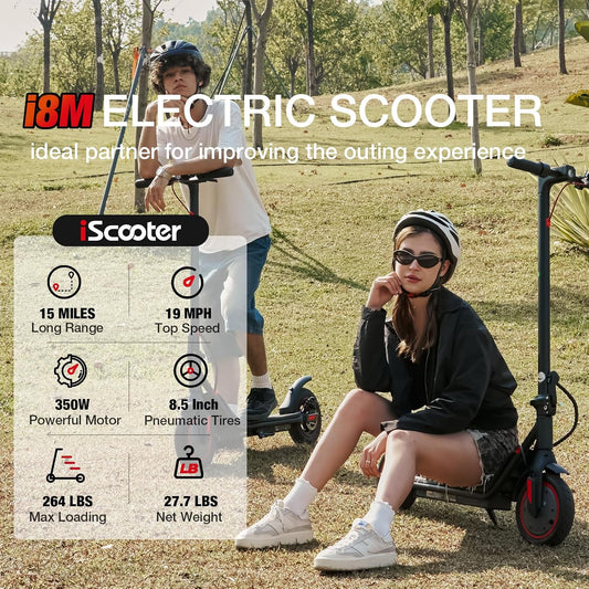 iScooter Electric Scooter for Adults, Foldable E-Scooter for Commuting Cruise control, Smart App, dual braking, LED lights, and easy folding for daily commuting, campus travel and city rides