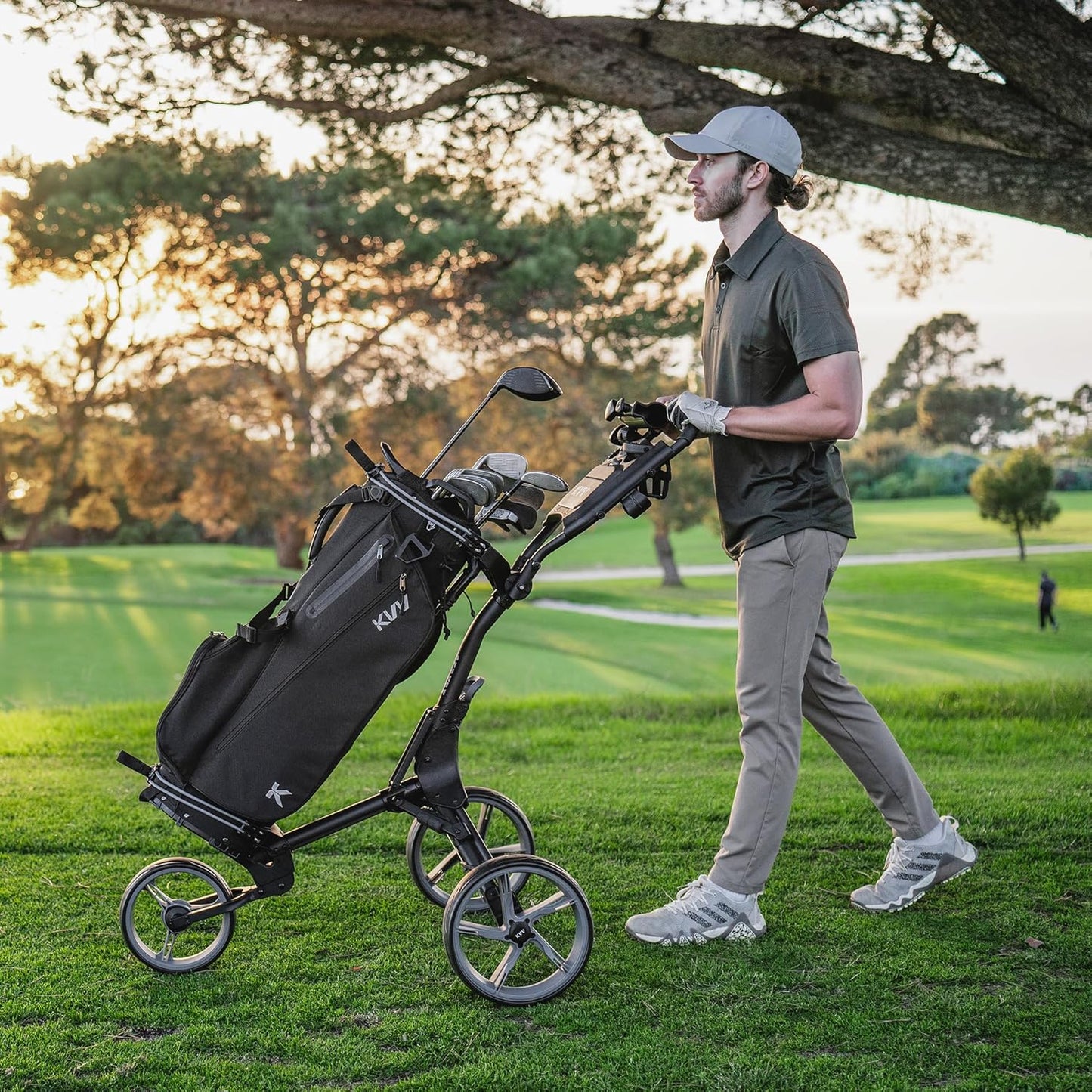 3 Wheel Gold Push Cart