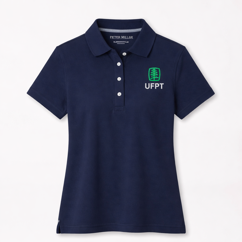 UFPT Women's Peter Millar Short Sleeve Button Polo - Navy