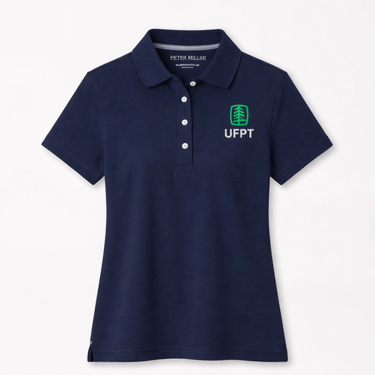 UFPT Women's Peter Millar Short Sleeve Button Polo - Navy