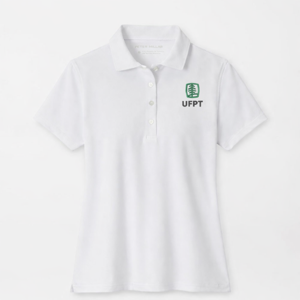 UFPT Women's Peter Millar Short Sleeve Button Polo - White