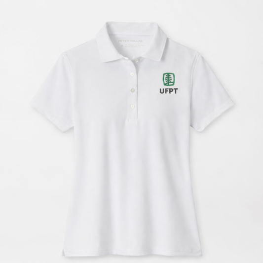 UFPT Women's Peter Millar Short Sleeve Button Polo - White