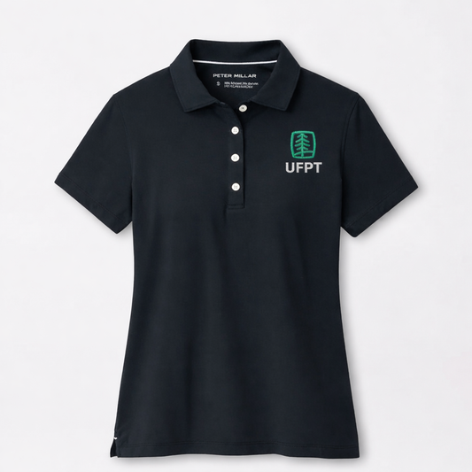 UFPT Women's Peter Millar Short Sleeve Button Polo - Black