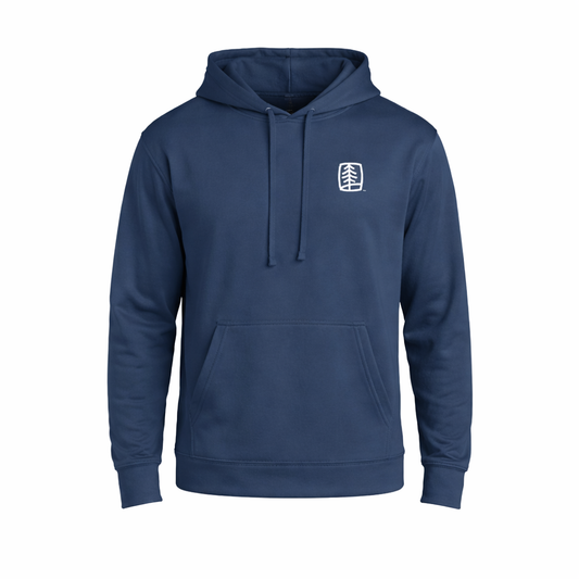 UFP Tree (White) + Flag Print - Port & Co Performance Fleece Pullover Hooded Sweatshirt