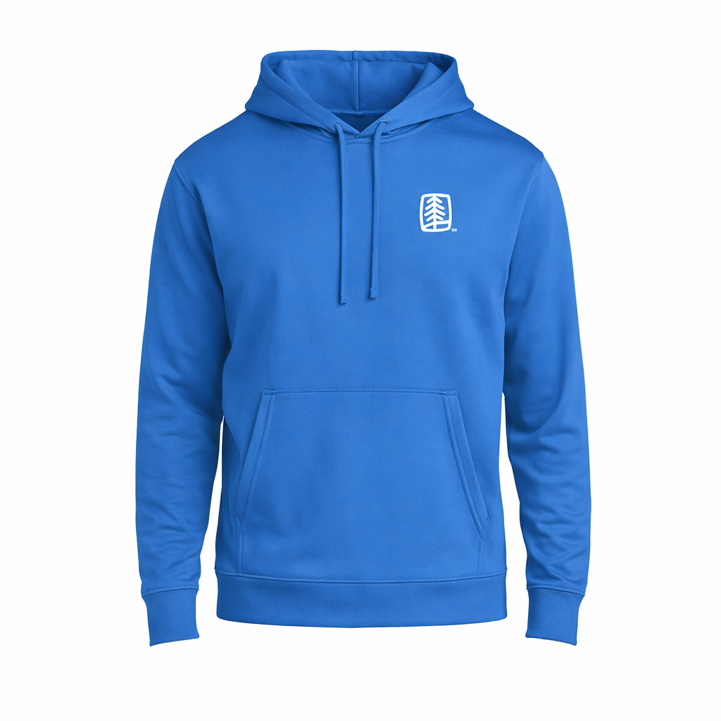 UFP Tree (White) + Flag Print - Port & Co Performance Fleece Pullover Hooded Sweatshirt