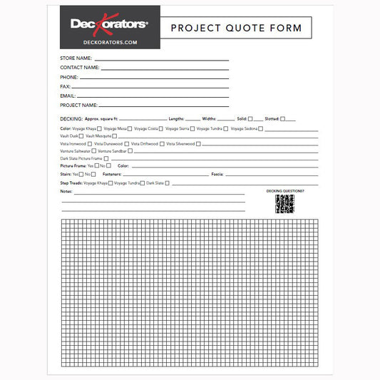 Deckorators Project Quote Form Tear Pad