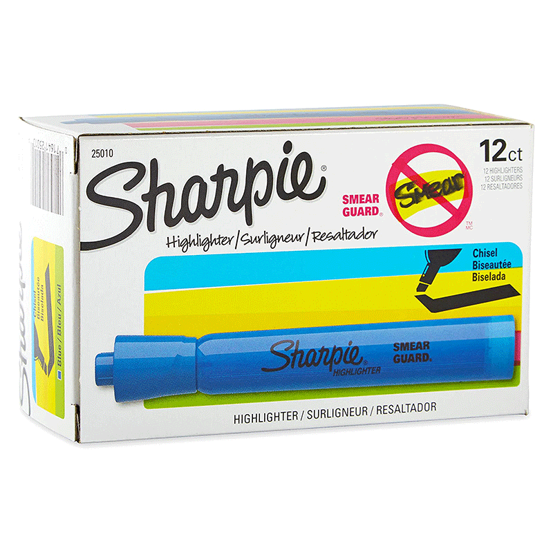 Sharpie Tank Style Highlighters - Chisel Tip - Blue
