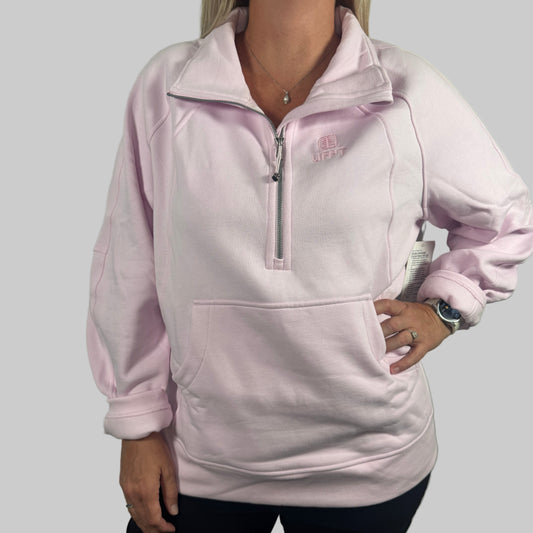 UFPT Lululemon Scuba Oversized Funnel-Neck Half Zip - Pink Organza