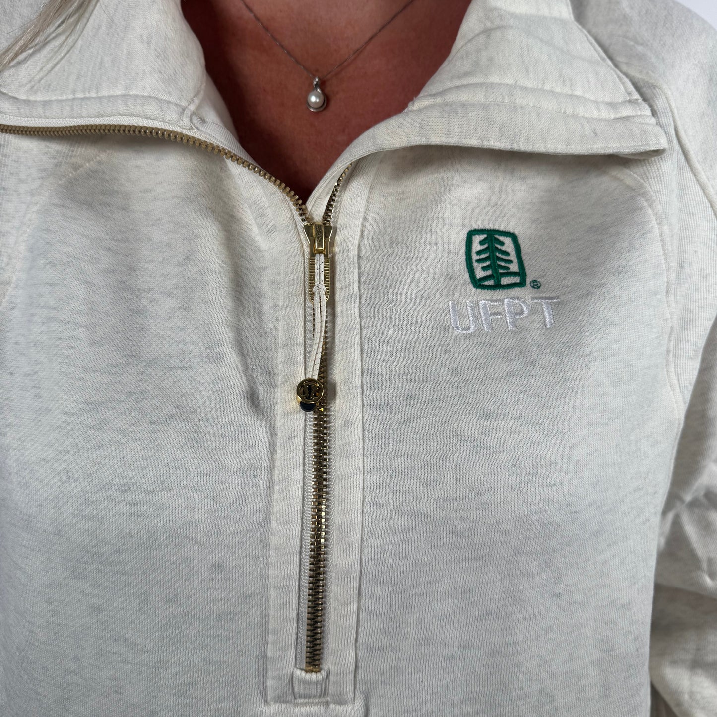 UFPT Lululemon Scuba Oversized Funnel-Neck Half Zip - Heathered Bone/Gold