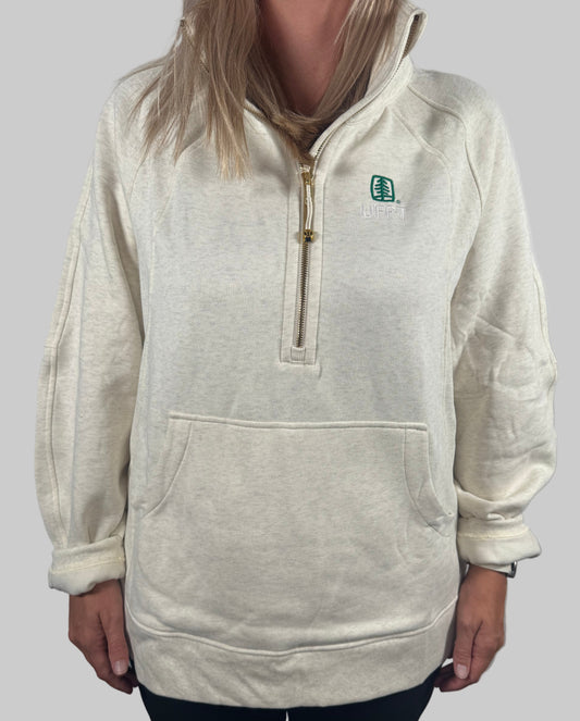 UFPT Lululemon Scuba Oversized Funnel-Neck Half Zip - Heathered Bone/Gold