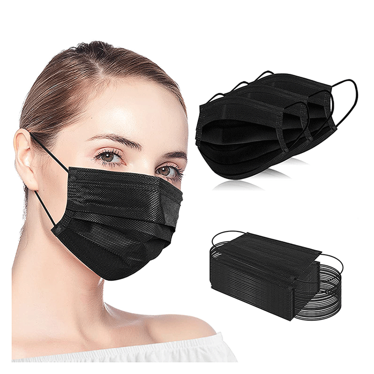 Black Disposable Face Masks 3 Ply Protection