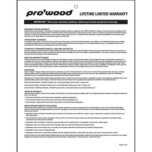 ProWood Warranty Tearpad