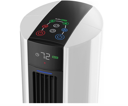 Oscillating All Season Tower Fan and Space Heater in One for Home with Adjustable Thermostat, Overheat Protection, 4 Fan Speeds, 3 Heat Settings and Remote, 42 Inches, 1500W, White, FH500