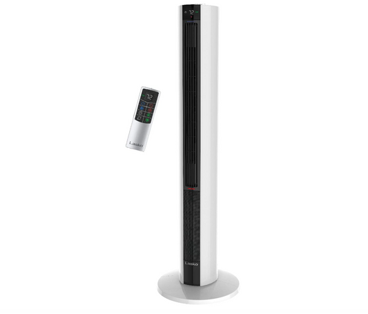Oscillating All Season Tower Fan and Space Heater in One for Home with Adjustable Thermostat, Overheat Protection, 4 Fan Speeds, 3 Heat Settings and Remote, 42 Inches, 1500W, White, FH500