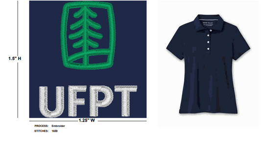 UFPT Women's Peter Millar Short Sleeve Button Polo - Navy