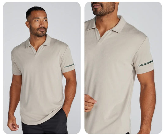 ProWood Men's BYLT Ribbed Open-V Polo