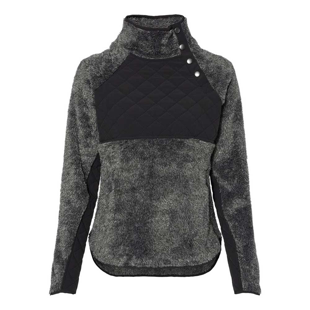 Womens Quilted Fuzzy Fleece Pullover