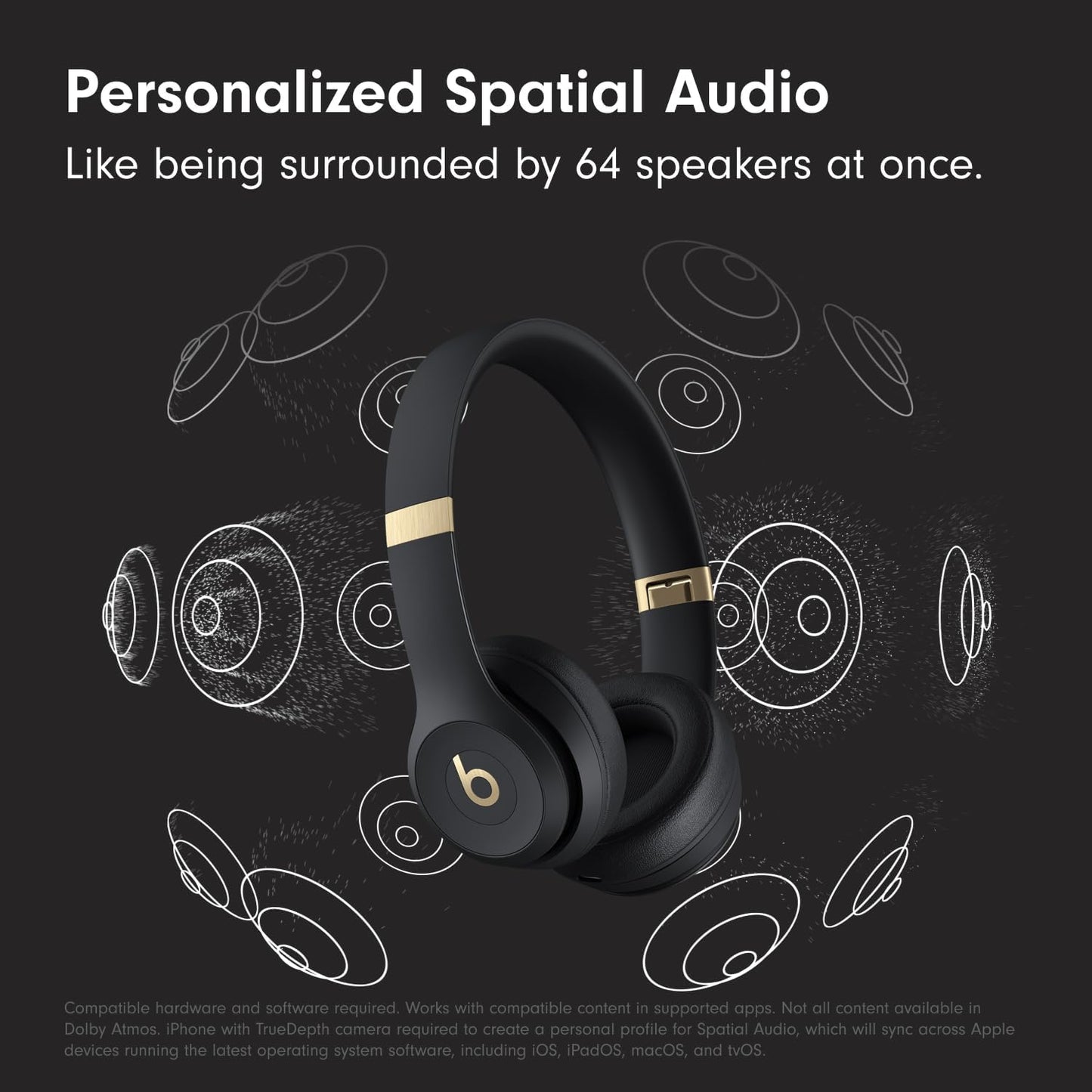 Solo 4 - Wireless Bluetooth On-Ear Headphones, Apple & Android Compatible, up to 50 Hours of Battery Life - Black & Gold