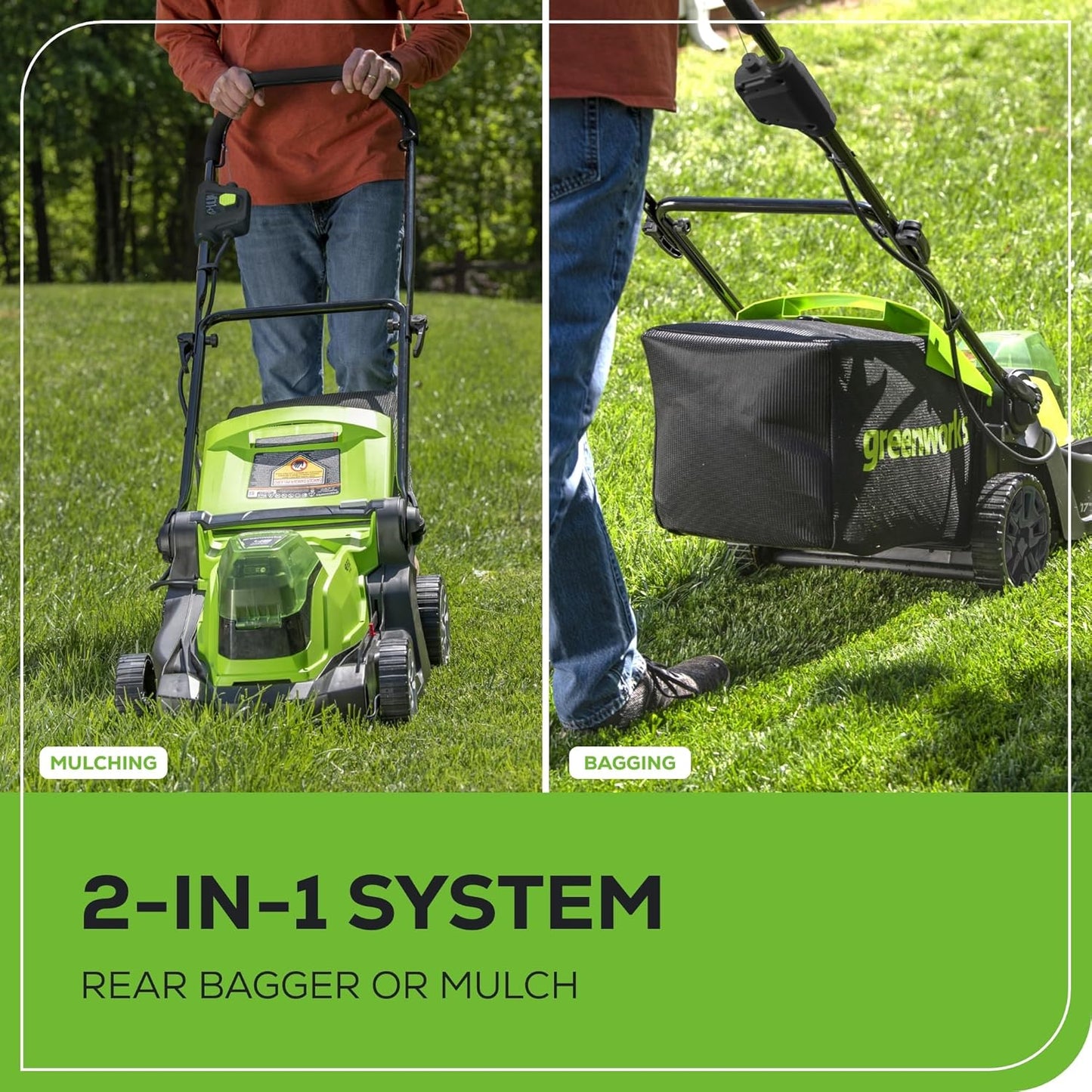 48V (2 X 24V) 17" Cordless (Push) Lawn Mower (125+ Compatible Tools), (2) 4.0Ah Batteries and Dual Port Rapid Charger Included