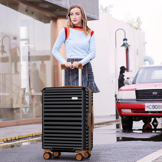 Luggage Sets 3 Piece Hardside Expandable Suitcase with Double Spinner Wheels Tsa Lock, (Black, 5 Piece Set)