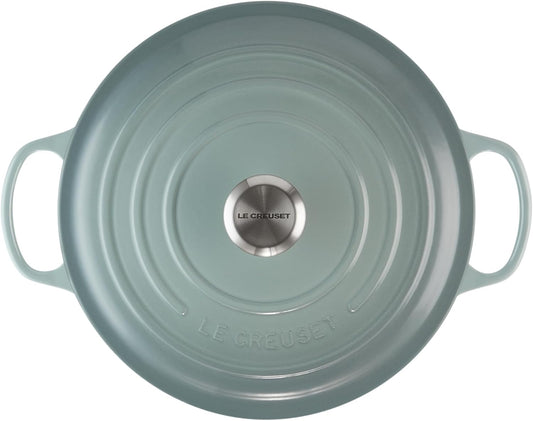 Enameled Cast Iron Signature round Dutch Oven with Lid, 7.25 Quart, Sea Salt