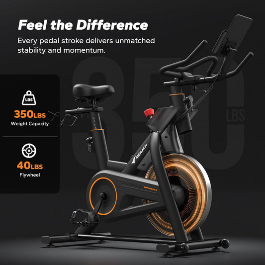 Magnetic Exercise Bike, Indoor Cycling Bike with Self-Developed App, 350 Lbs Weight Capacity & 40 Lbs Flywheel, Stationary Bike for Home Gym Fitness