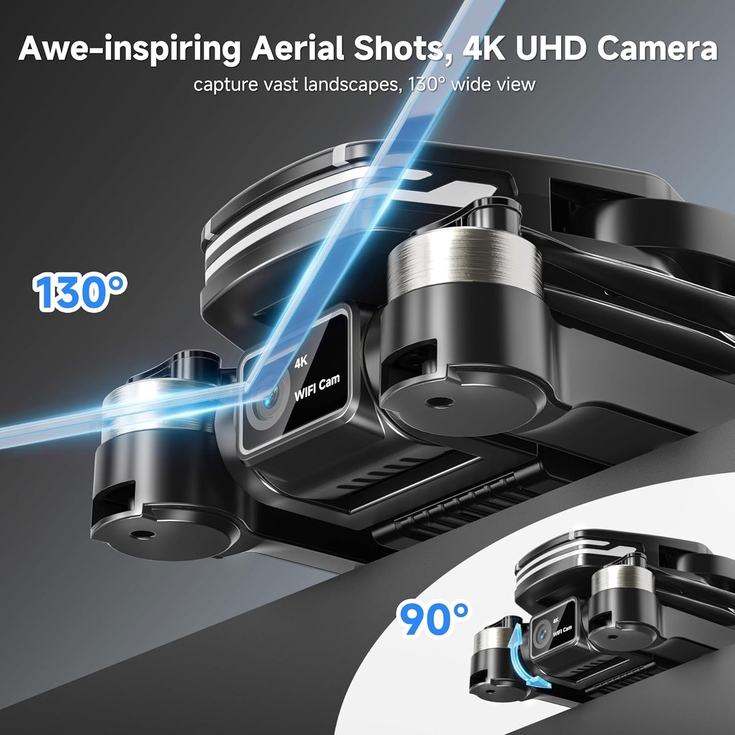 Drones with Camera for Adults 4K Brushless Motor Drone for Kids Beginners, FPV Foldable RC Quadcopter with Propeller Guards, 2 Batteries, 1500Mah, 130° Lens, Wifi, Voice Control, Gesture Photography, Gift Toys for Men Boys