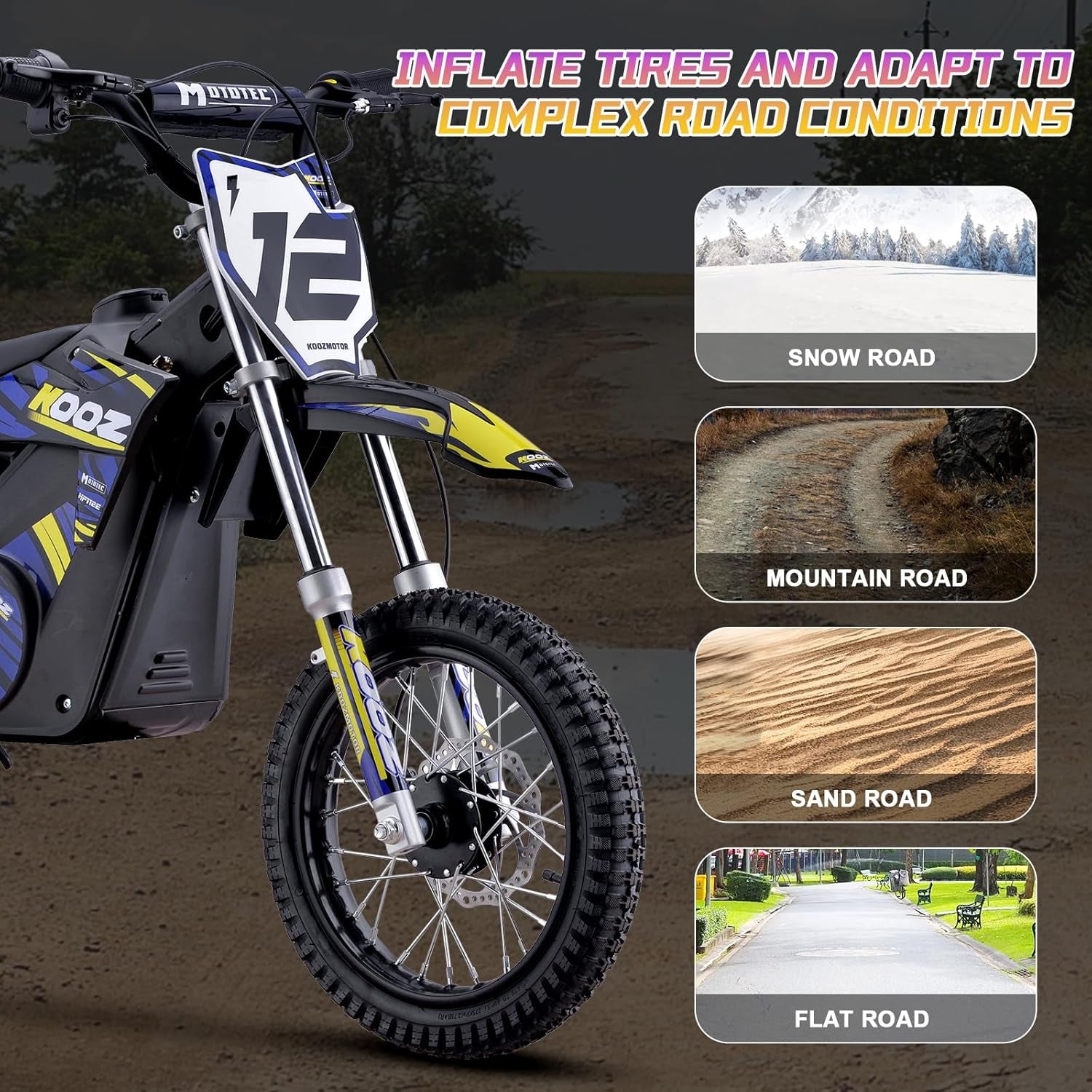 HP112E 36V 1000W Electric Dirt Bike for Kids, 3 Speed Modes Teen Electric Motorcycle up to 18 MPH & 15 Miles Long-Range, Dual Suspension & Disc Brake, 16" Sturdy Tire for Kids Teenagers, Blue