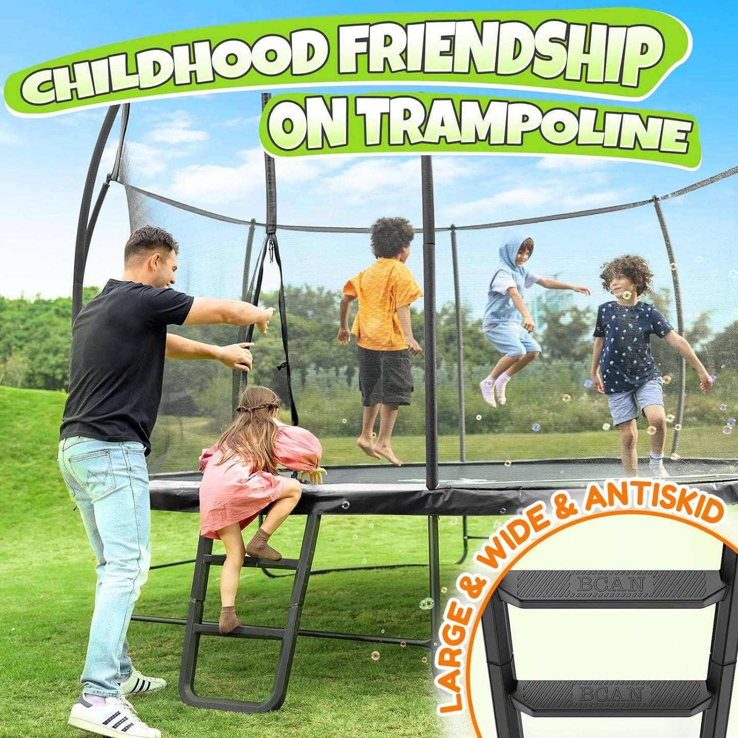 8FT 10FT 12FT 14FT 15FT 16FT Recreational Trampoline with Enclosure for Kids Adults, ASTM Approved, Outdoor Trampolines with Ladder for Kids