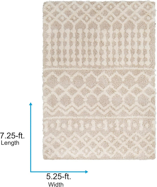 Hapsburg Moroccan Shag Area Rug, 5'3" X 7'3", Beige